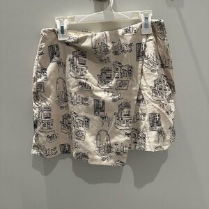 Beige Skirt with Black Sketch Print